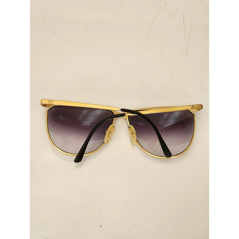 Laura Biagiotti Vintage Gold Crossover Sunglasses Purple Gradient Lens Italy